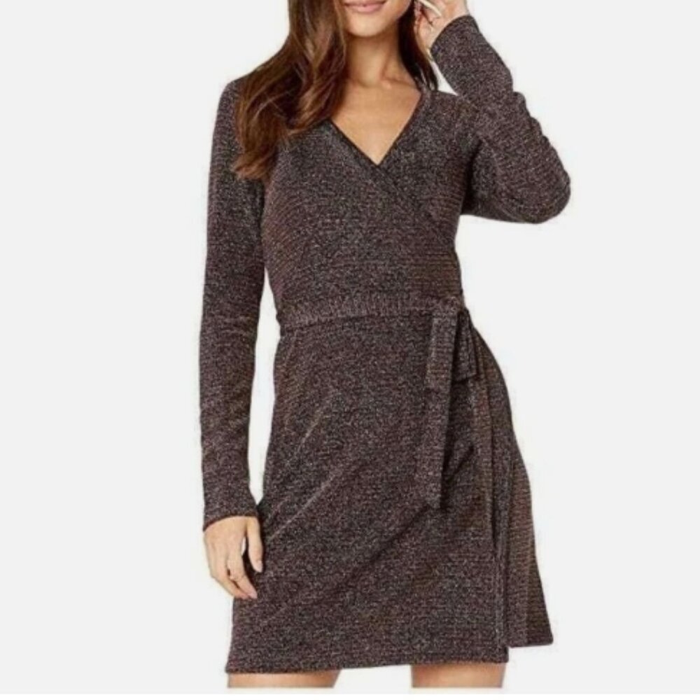 PAIGE – Lucielle Long Sleeve Wrap Dress METALLIC